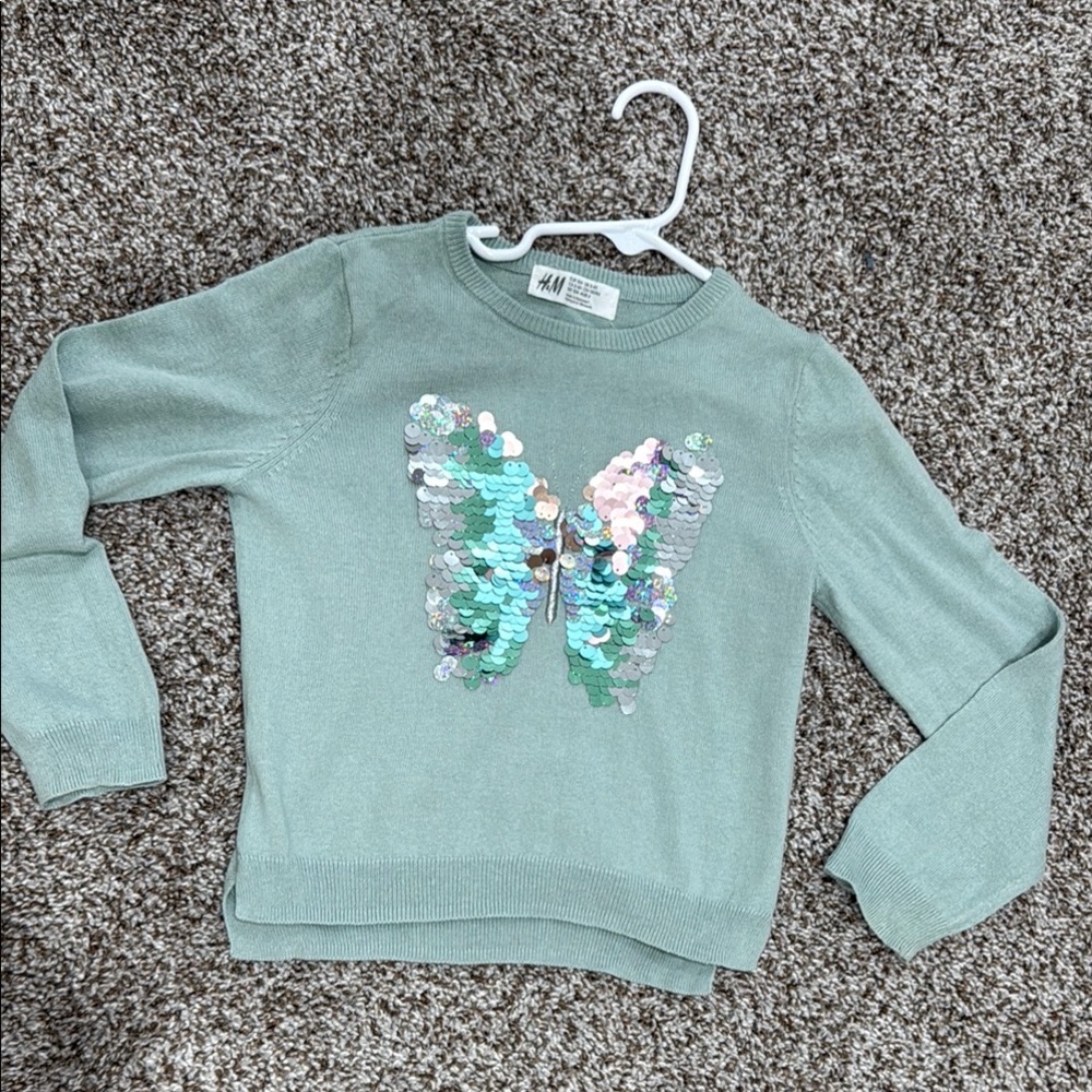 H&M  100% Cotton sweater with  reversible Butterfly Design